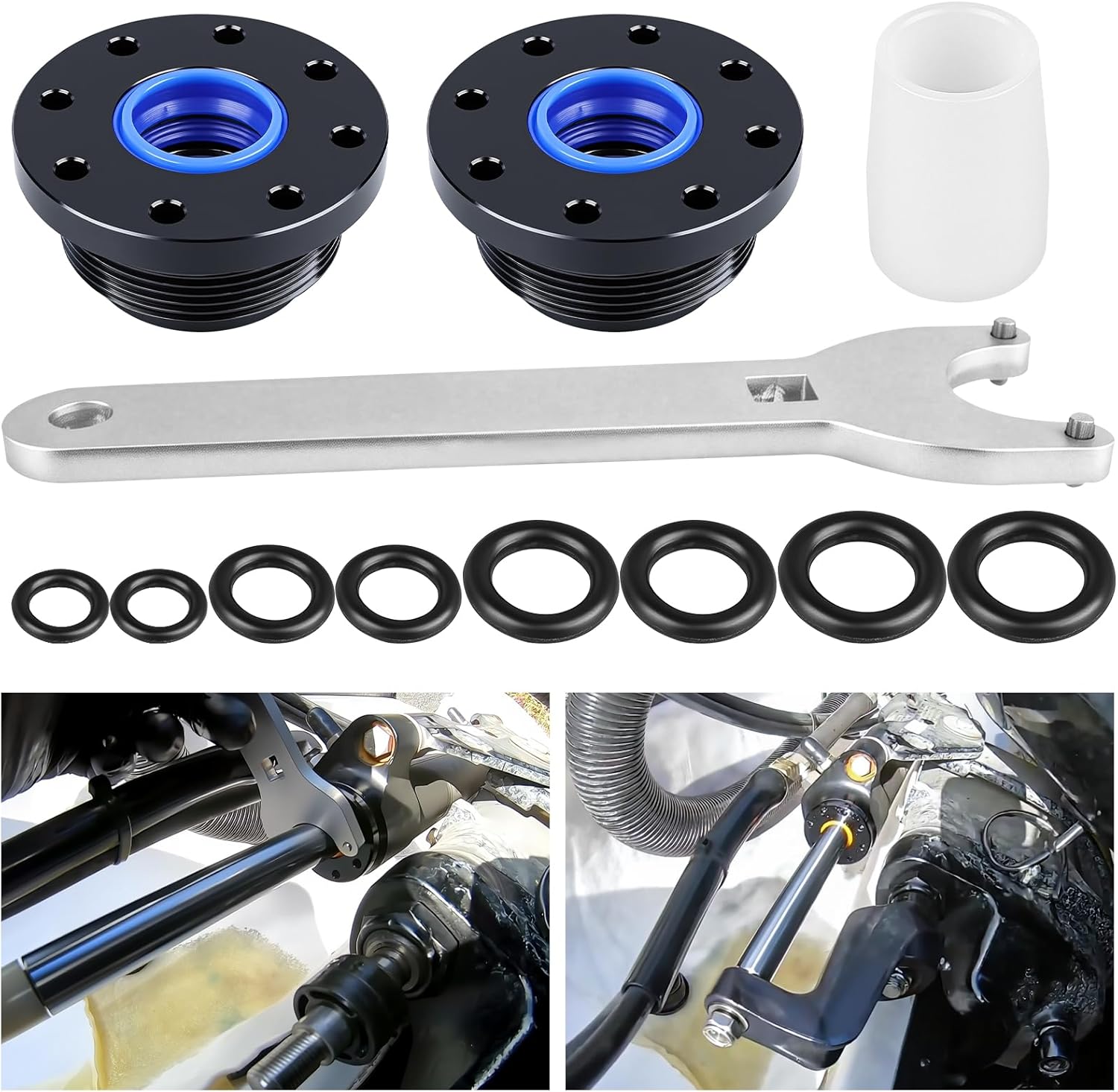HC5345 Hydraulic Steering Cylinder Seal Kit with Pin Wrench HS5157 Compatible with HC5340 HC5341 HC5342 HC5343 HC5344 HC5345 HC6750 HC6751 Restore Hydraulic Steering Performance