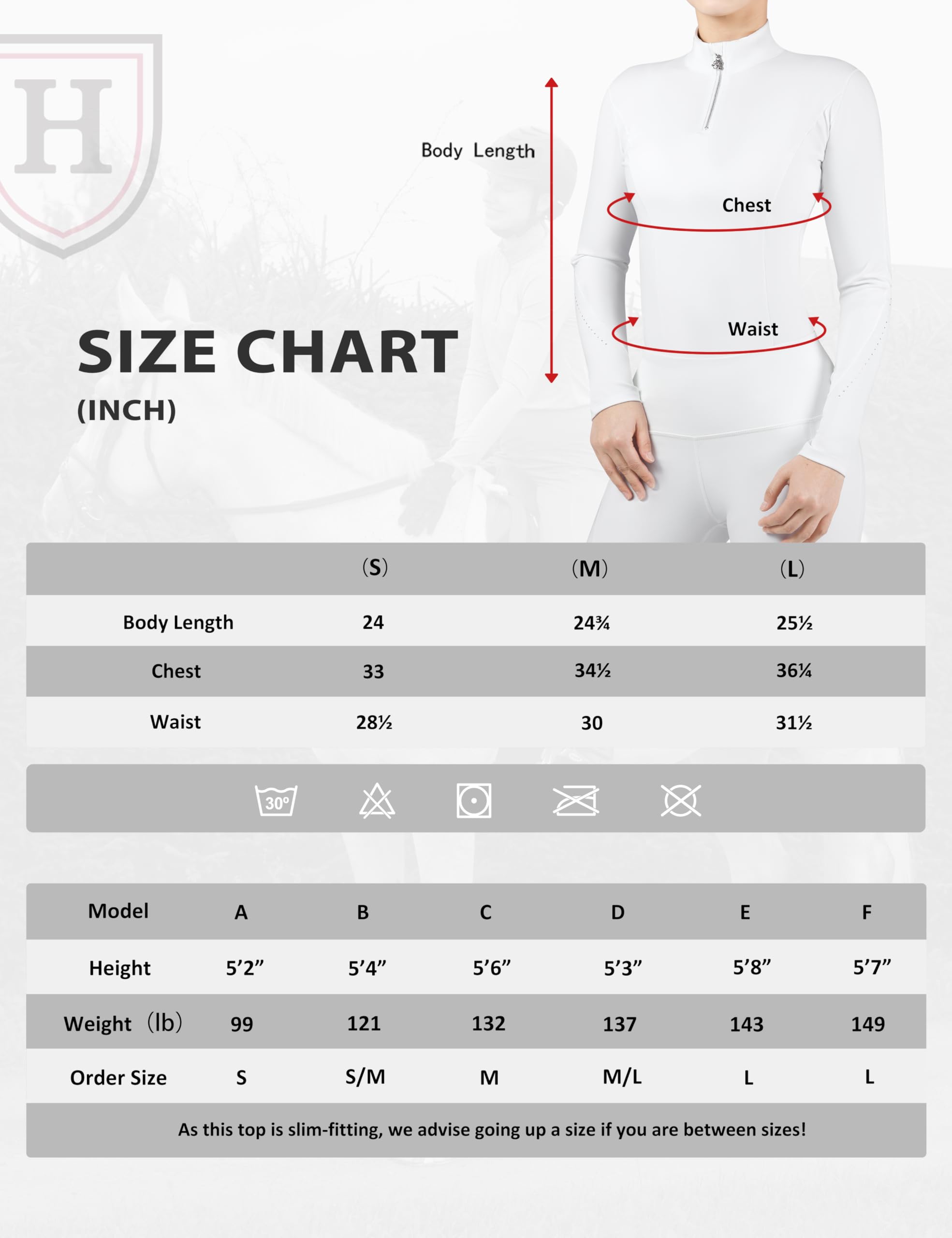 Harrison Howard Camisas de equitación para mujer, manga larga, cuello alto, con bordado