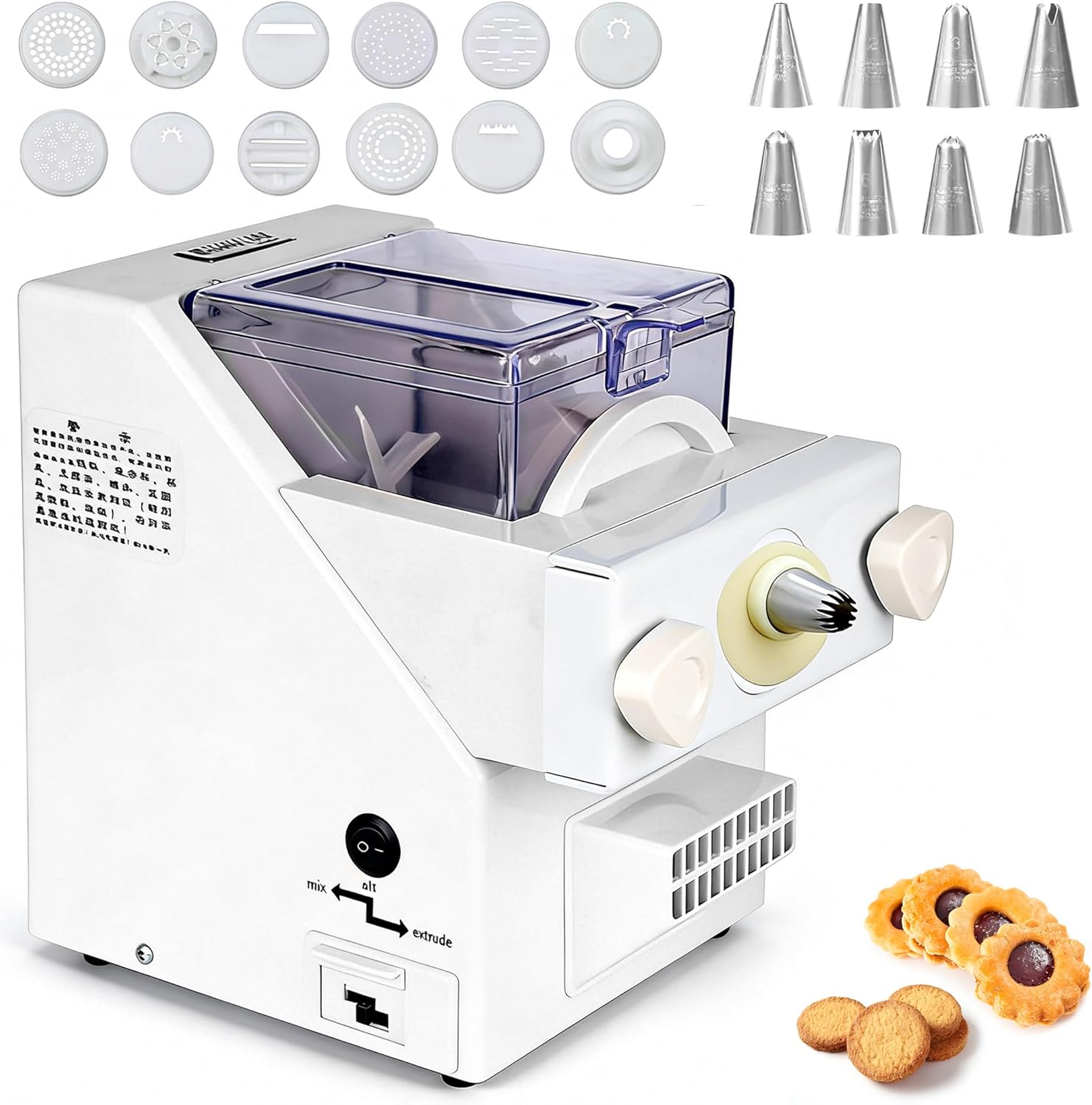 220V Electric Cookie Press with Molds and Nozzles for Automatic Baking and Decorating