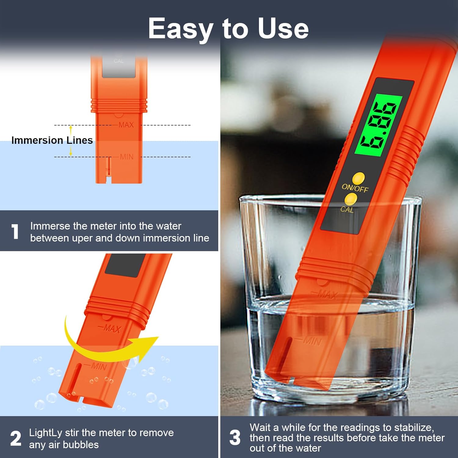 2024 All-New pH Meter for Water - High Accuracy Digital pH Tester (0.01 Precision) with UL Certification and 3 pH Calibration Powders - Ideal for Home Water, Hydroponics, Aquariums, Pools, and More