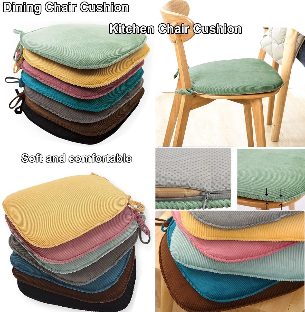 2/4/6/8 paquetes de cojines para silla de comedor en forma de U, almohadillas antideslizantes para silla de cocina y cojín para asiento de comedor con funda lavable a máquina) (gris plateado 41 x 43 c