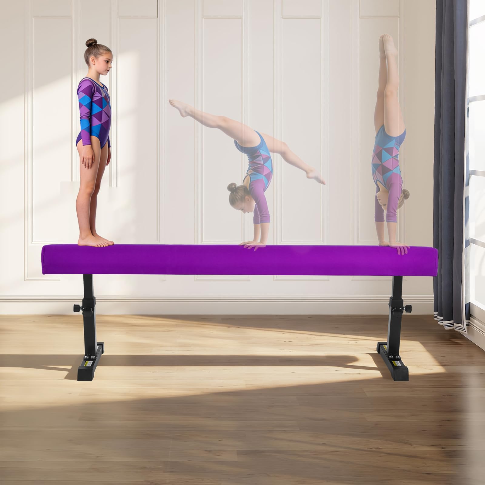 Trave ginnastica artistica per casa 5 Altezza regolabile Trave di equilibrio per bambini Capacità di carico 50 kg Traves ginnastica artistica 180cm di lunghezza Attrezzatura per l'allenamento Beam Gym