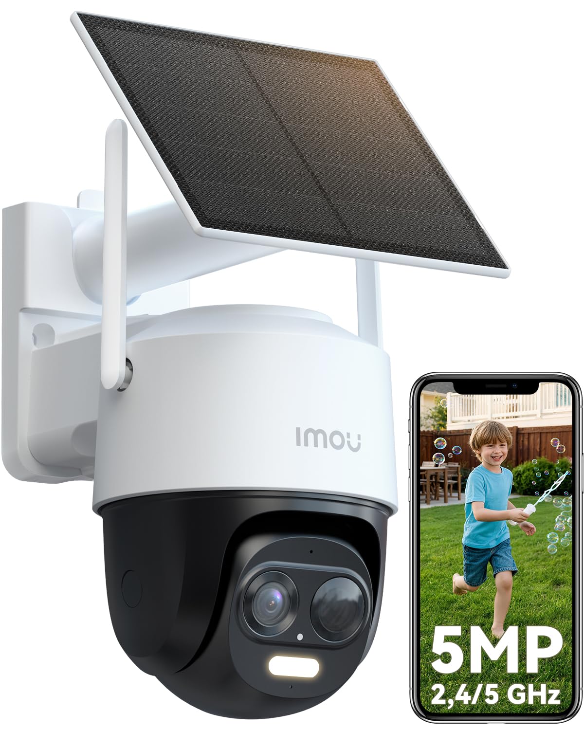 Imou 3K Telecamera WiFi Esterno Senza Fili con Pannello Solare, 2,4/5GHz