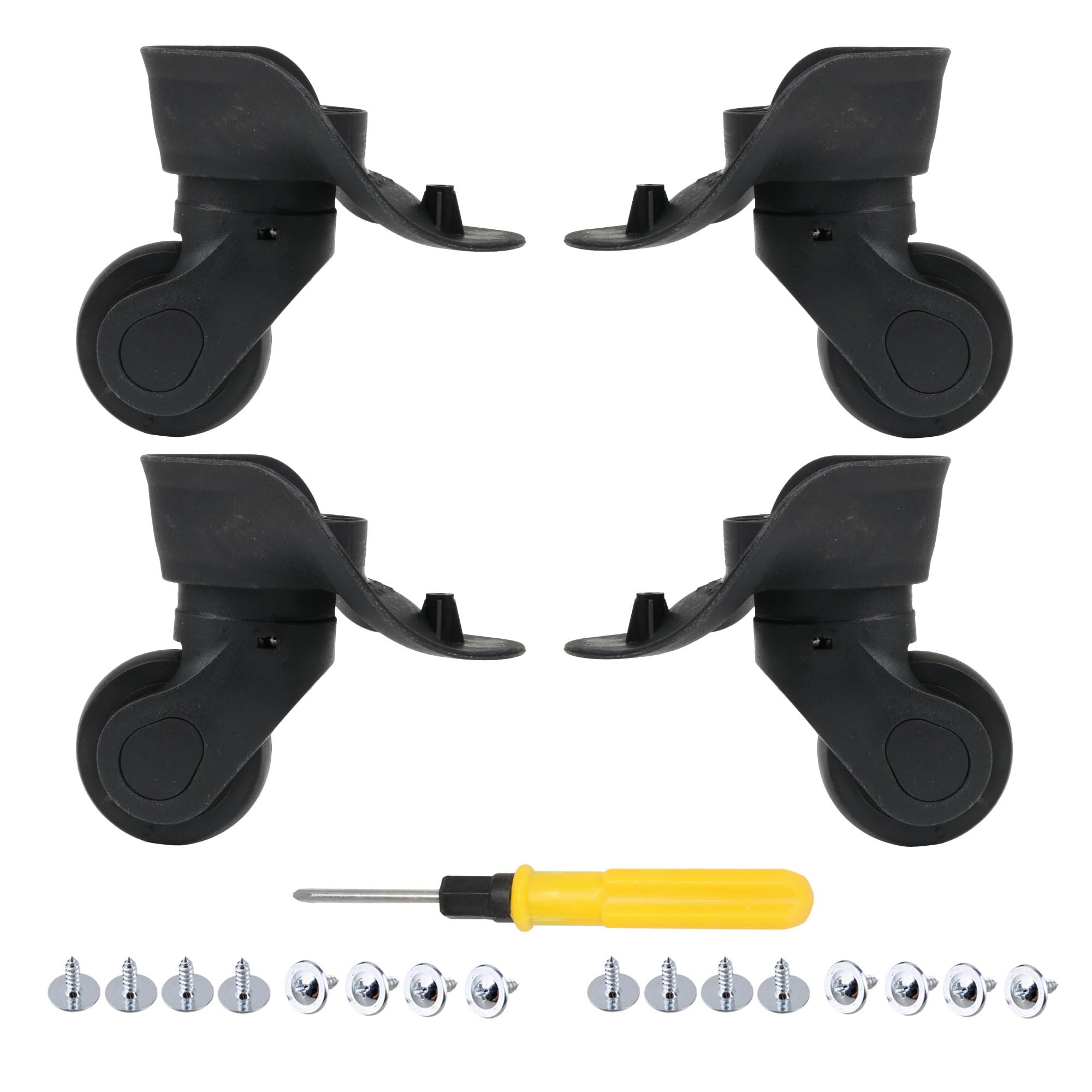 Rhinenet Vervanging Bagage Koffer Wielen Reparatie Kit Onderdelen Assen Rubber Metaal 360 Spinner Swivel Caster Wielen Lagers Gereedschap Slijtvaste Mute Flexibele Wielen, Zwart, 50X18X6MM, Reizen