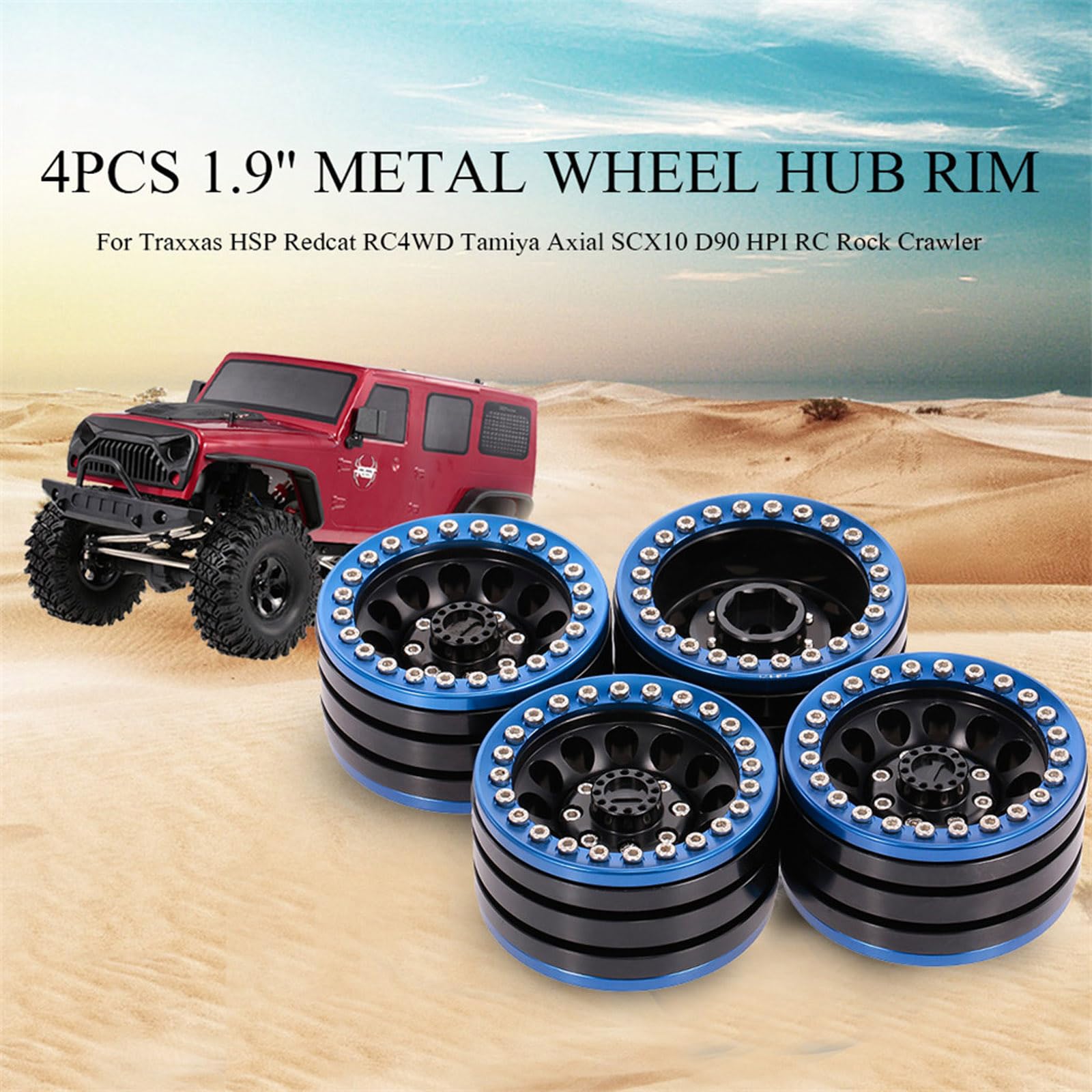 Lot de 4 jantes de voiture en métal 4,8 cm adaptées pour voiture à distance 1/10 modifiée