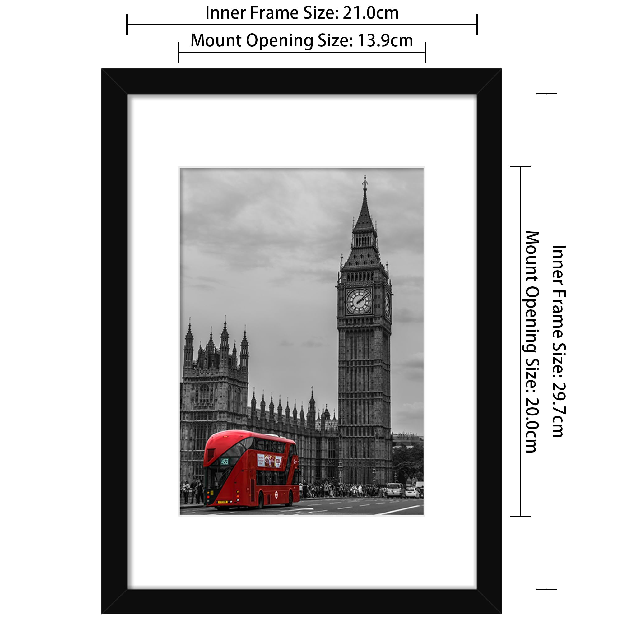Tinkeps 4 Pack A4 Black Picture Frame, Engineered Wood and Plexiglass, A4 Frame with Mount for A5 Prints, Photos, and Posters, Tabletop and Wall Mountable — view 2