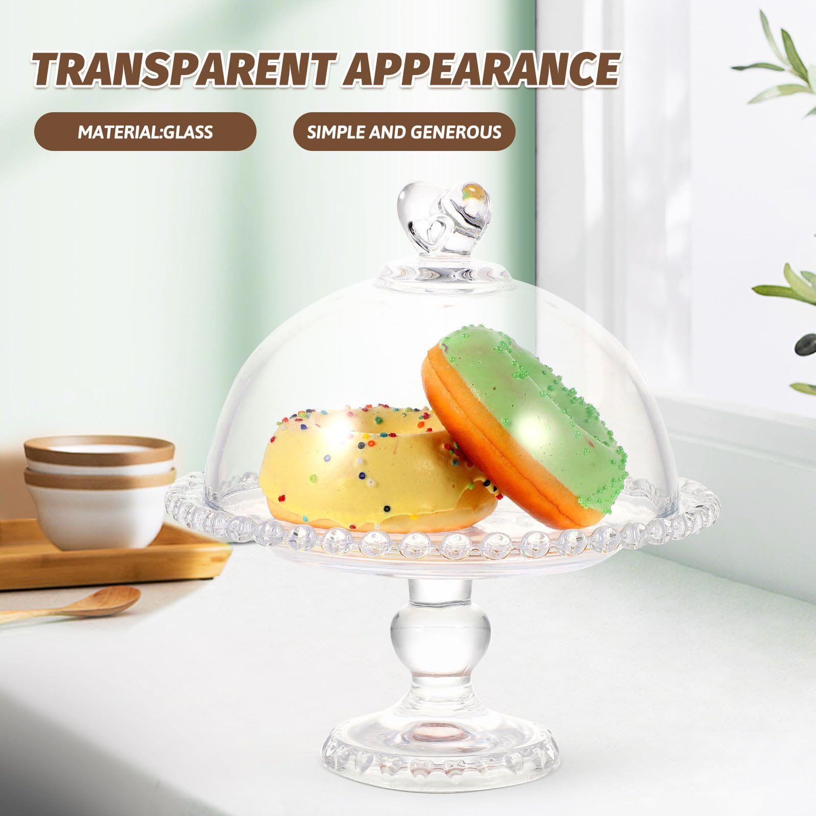 Glas Servierplatte mit Glocke, 1 Satz, Transparent, für Obst und Gemüse