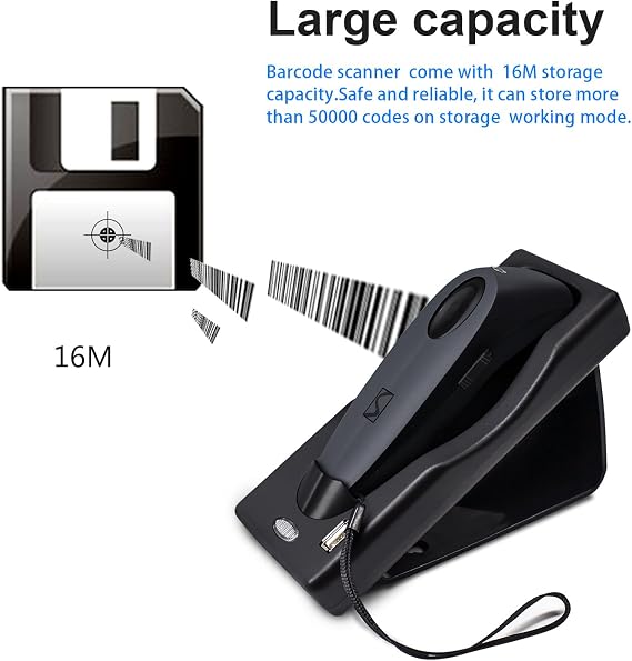 2D Bluetooth Barcode Scanner with Charging Base Dual 2.4G Wireless + Bluetooth 1D 2D Barcode Scanner QR PDF417 Data Matrix UPC Rechargeable Bar Code Scanner for Laptops/PC/Android/Apple iOS