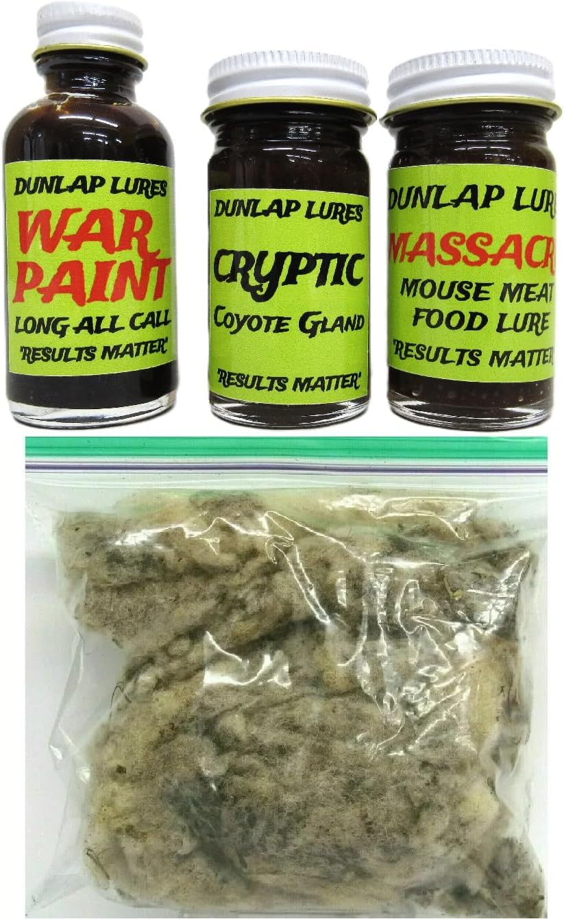 Dunlap Lures Coyote Lure Kit 3 Piece 1 Ounce Jars Trapping Supplies K-22