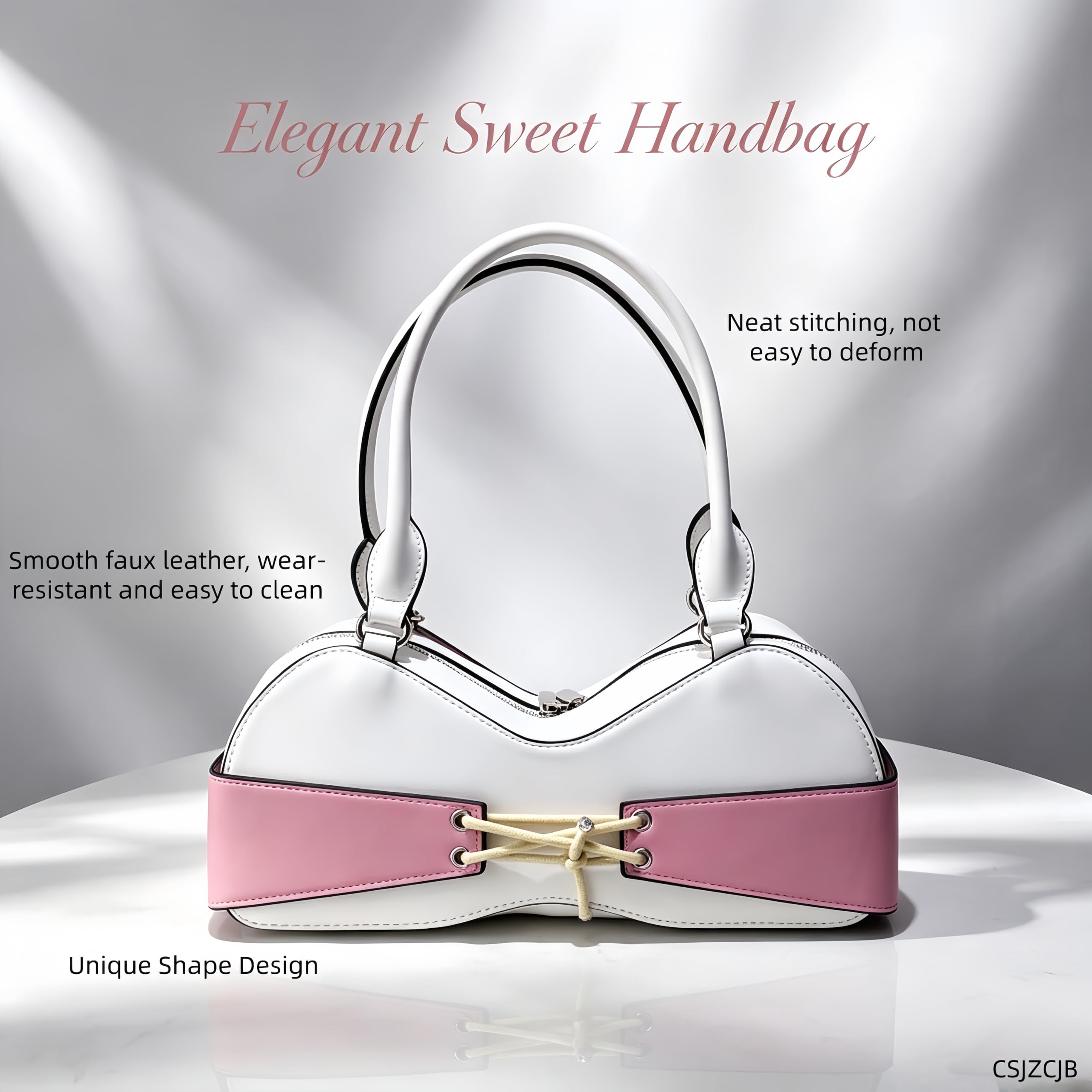 Bolso de hombro con forma de sujetador, bonito bolso de coqueta de lunares | Bolso de mano de piel sintética con lazo de lunares para mujer