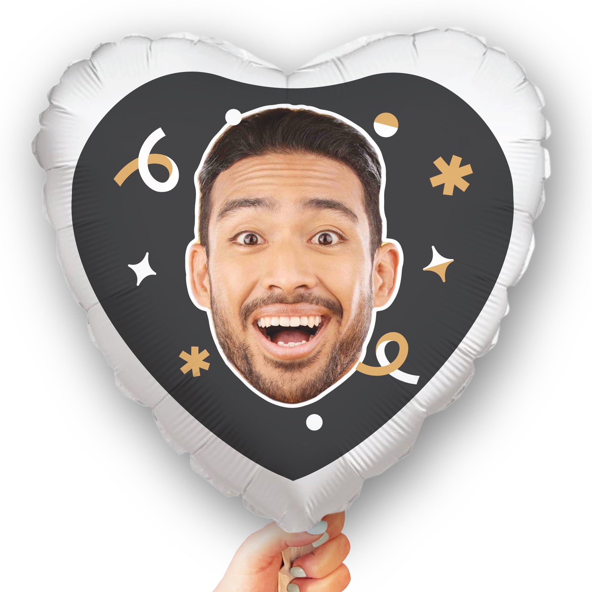 Big Dot of Happiness Personalized Fun Face Photo Black & Gold Heart Balloons, Custom Birthday Balloons, Anniversary Decorations, Bachelorette Party