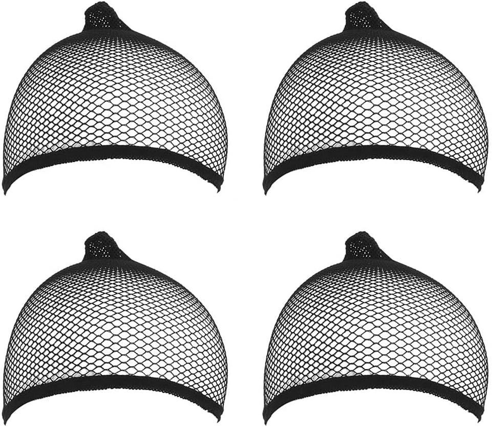 Honbay 4PCS Elastic Nylon Wig Caps Open End Black Mesh Net