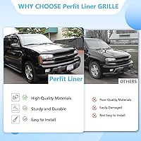 Vista 6 de Perfit Liner Piezas de repuesto delanteras de rejilla negra y gris, moldura negra compatible con Chevy Trailblazer 2002-2005 Reemplazo