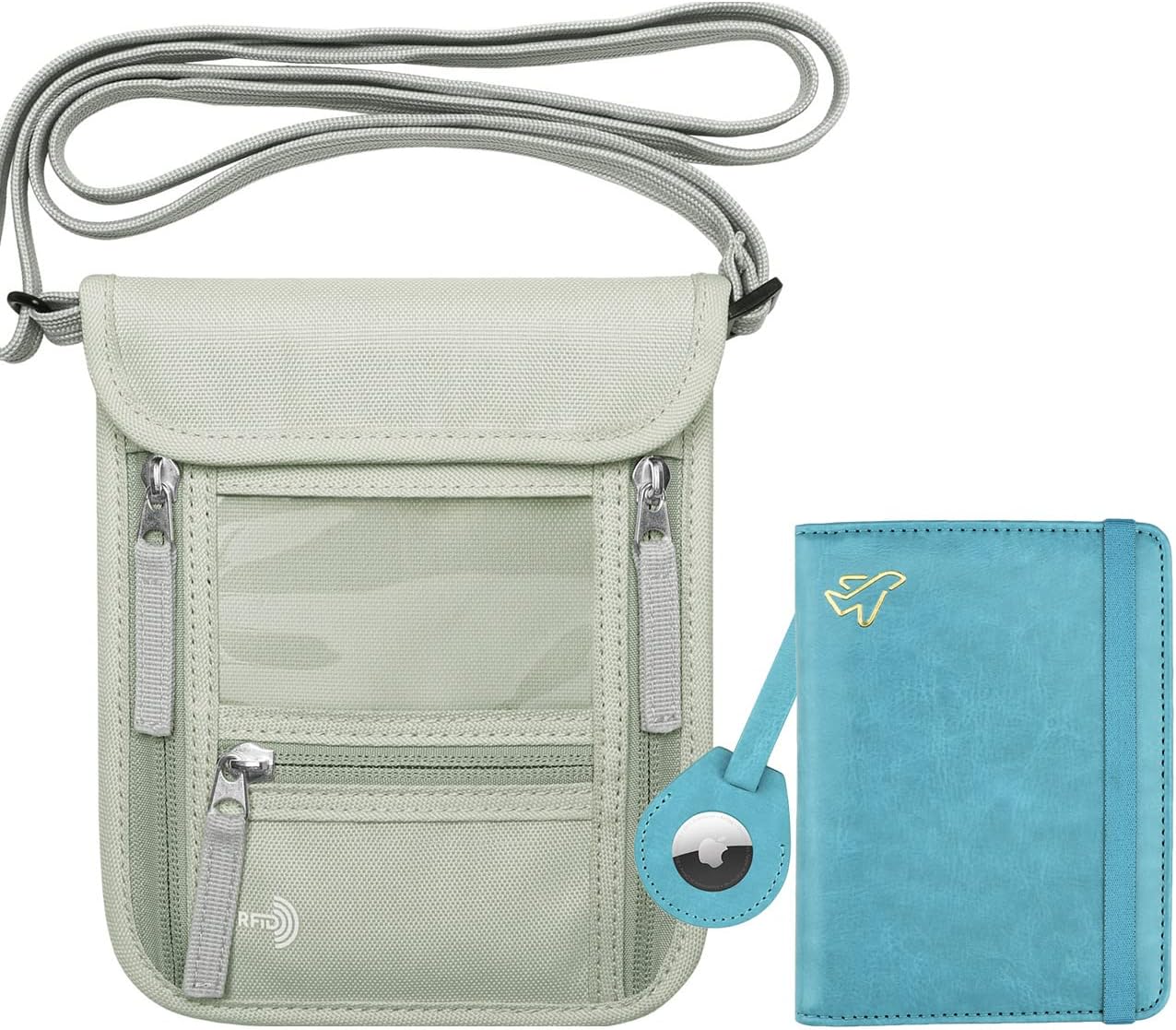 Travel Accessories Bundle Neck Passport Holder & AirTag