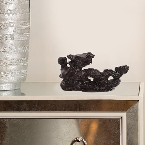 Miniatura 8 de Sosoport Figura de dragón tallada a mano de madera 2024 Estatua de dragón de año nuevo chino de 4.7 in, escultura de dragón del zodiaco Fengshui,