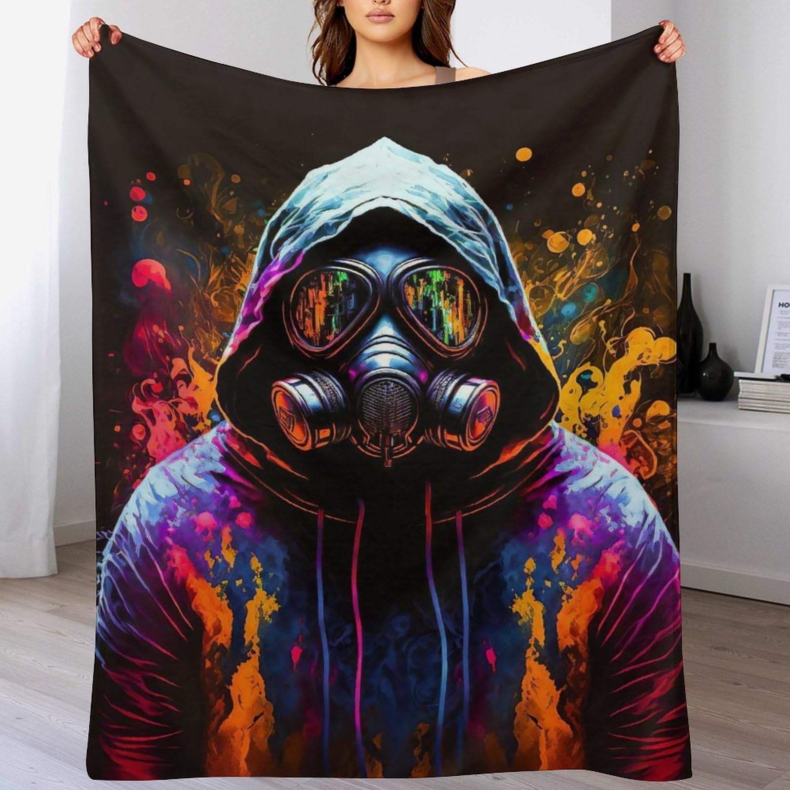 Couverture polaire Homme masqué jeté de lit en peluche flannel pour couverture de canapé douillette