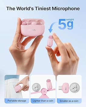 BOYA mini 2 Wireless Lavalier Microphone for iPhone15/16/17 & Android, Pink