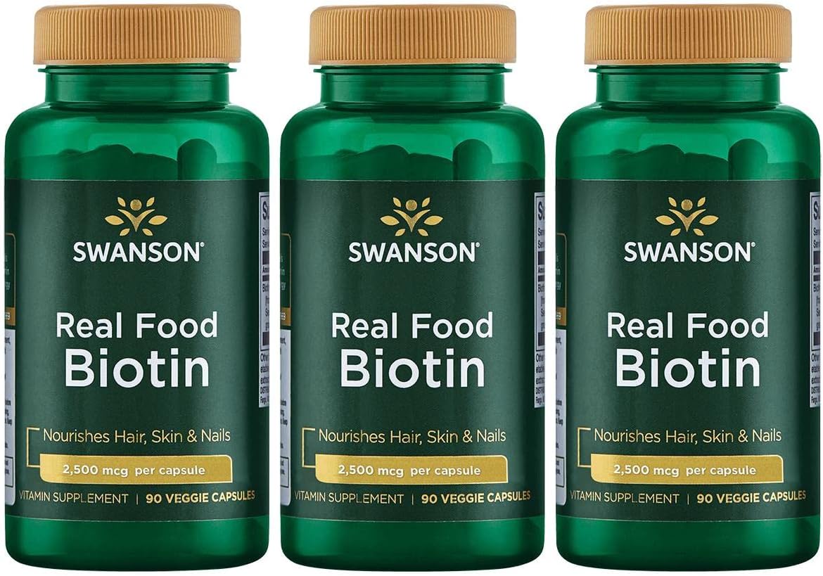 Swanson Real Food Biotin Vitamin B7 Hair Skin Nail