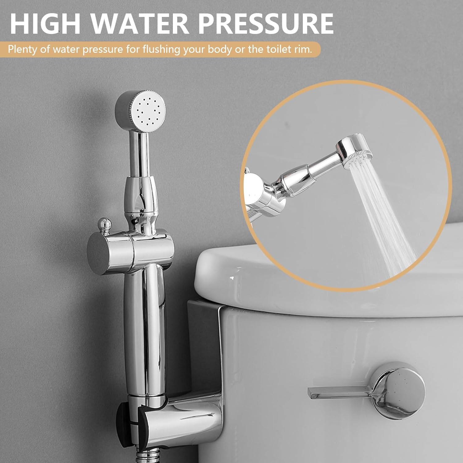 All Brass Bidet Sprayer Set for Toilets, Wall or Toilet Mount, Dual Thumb Pressure Controls, Superior Hoses Kit, with Interchangeable Spray Heads,3”-11” Spray Reach,Handheld Sprayer
