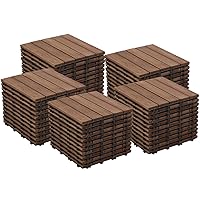 Vista 1 de Yaheetech 55 azulejos de terraza de patio entrelazados de madera compuesta de madera para cubierta de pisos de madera de 12 x 12 pulgadas, madera