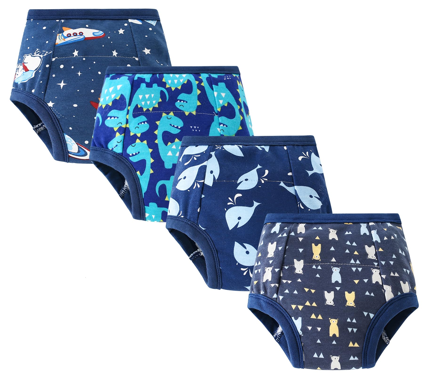 Happy Cherry 4 Paquets Culotte Apprentissage Propreté Bébé Garcon Fille Slip d'apprentissage Doux Absorbant Anti-Fuite Couches-Culottes Motifs Animaux Mignons 0-3 Ans