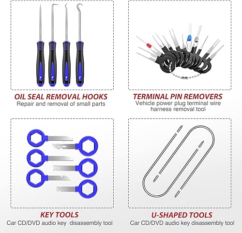 Vista 64 de Nilight - Juego de herramientas para remover molduras, 102 piezas, clips de retención para parachoques, paneles de auto, remover terminales, remover