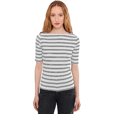 Sanctuary Boatneck Ribbed Top chalk/black stripe