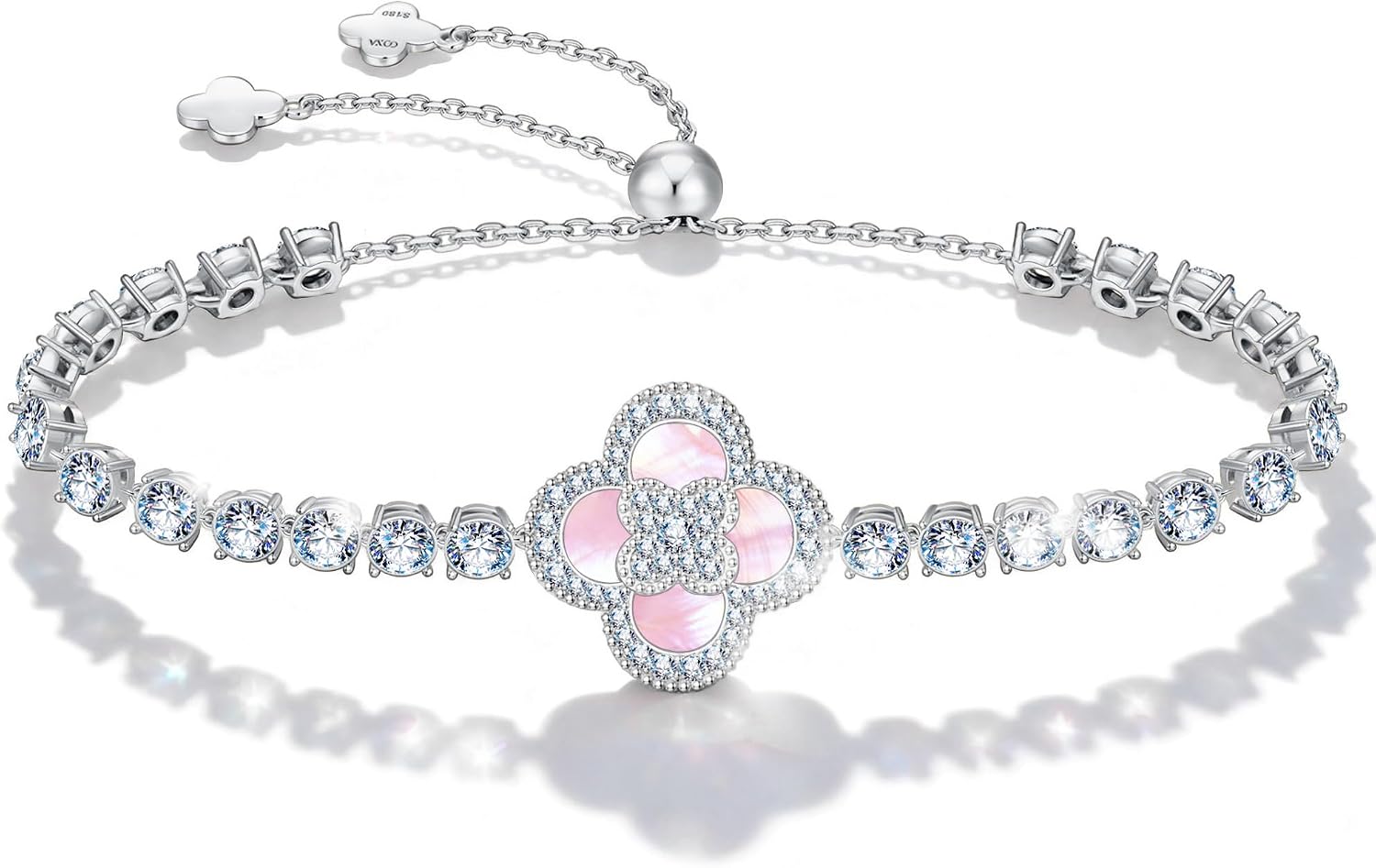 14K Gold-Plated Mother-of-Pearl Four-Leaf Clover Bracelet