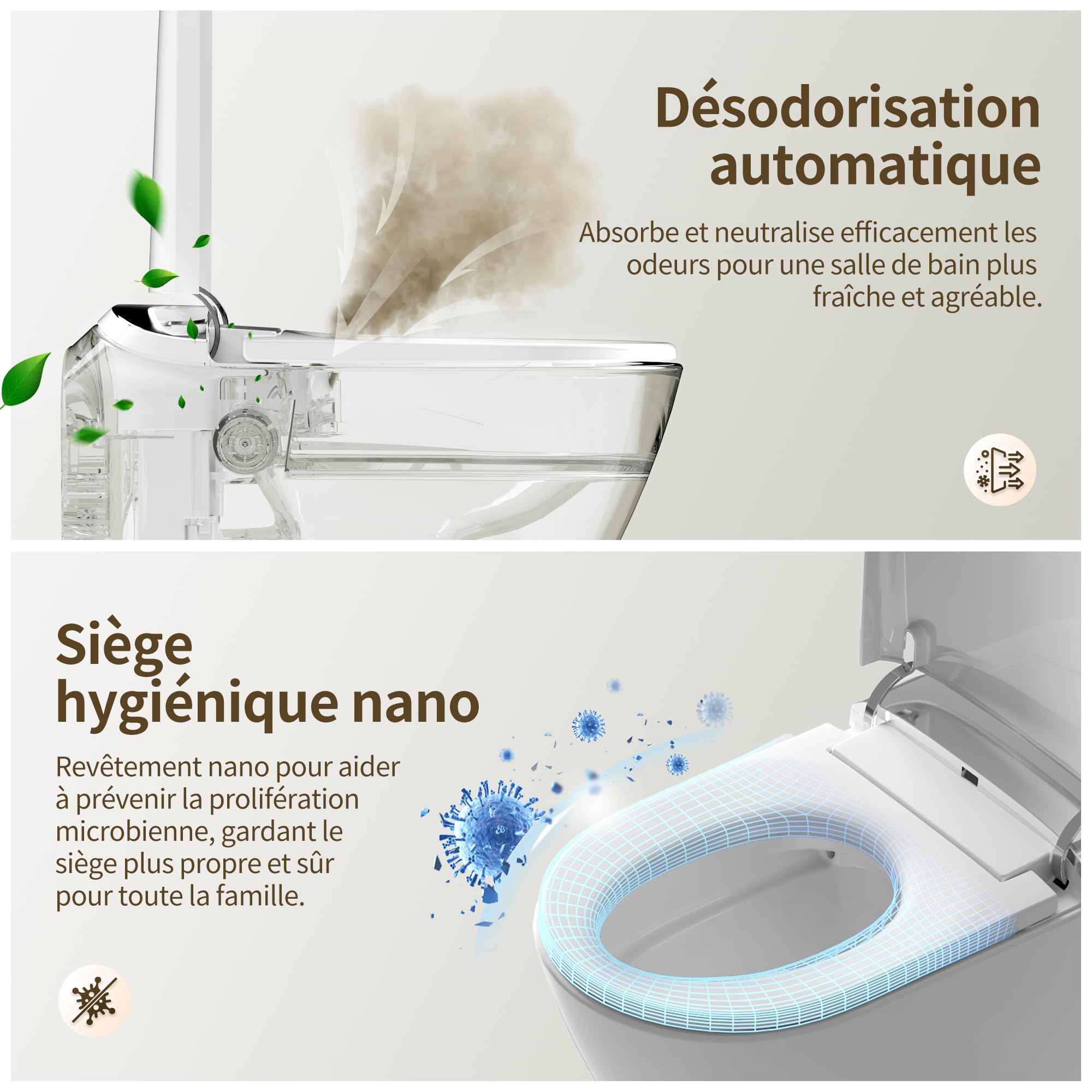 DeerValley Cuvette WC Lavant Suspendu Céramique avec Bâti-Support- Toilette Japonaise Intégrée, Fonction Bidet, Siège Chauffant, Buse Autonettoyante, Chasse Automatique, Télécommande