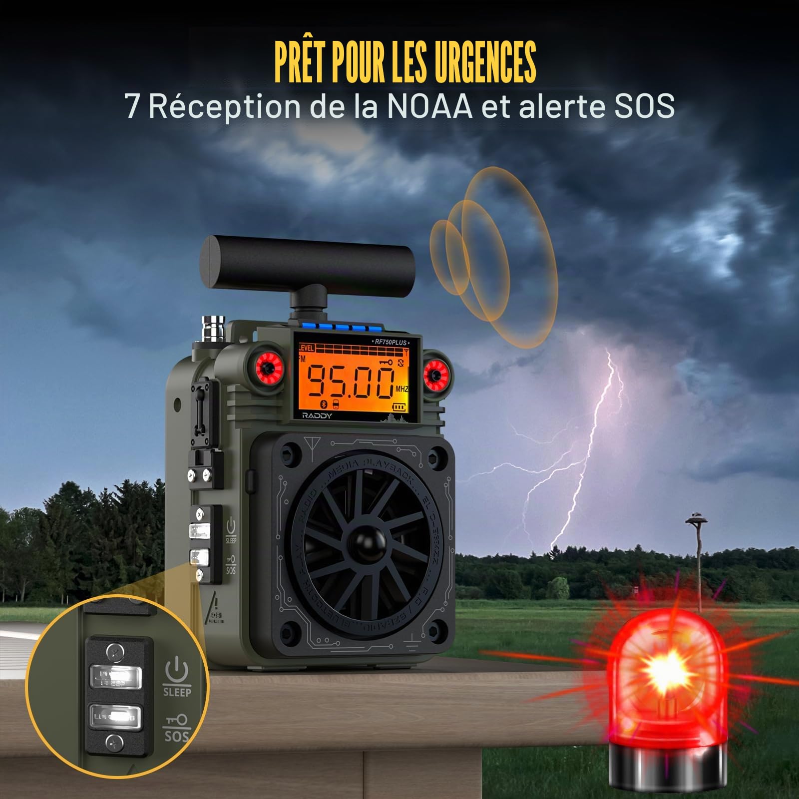 Raddy RF750 Plus AM FM SW Radio Portable à Ondes Courtes, Mini-Radio avec contrôle par Application, 297 Stations préréglées, Batterie remplaçable, antenne Type T, Alarme SOS pour Camping et urgences