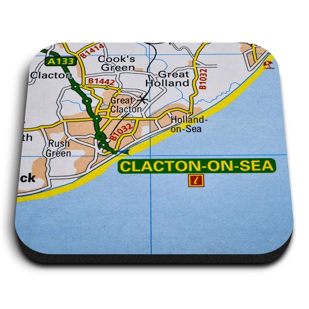 1 x Square MDF Fridge Magnet - Clacton-On-Sea England Coast Travel Map 44621