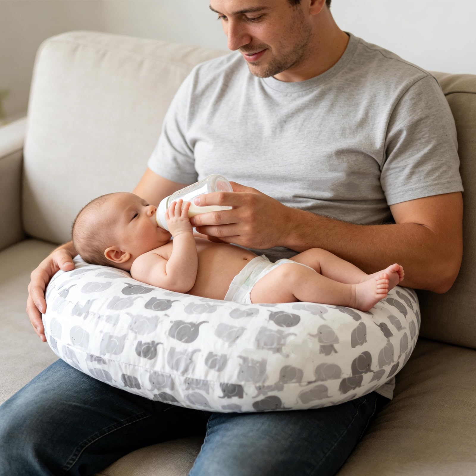 Funda para Almohada de Lactancia Winmany para Bebé, Removible, Almohadilla para Lactancia para Recién Nacido, Almohadilla de Lactancia Linda con Patrón para Niñas y Niños para Alimentación con Pecho y