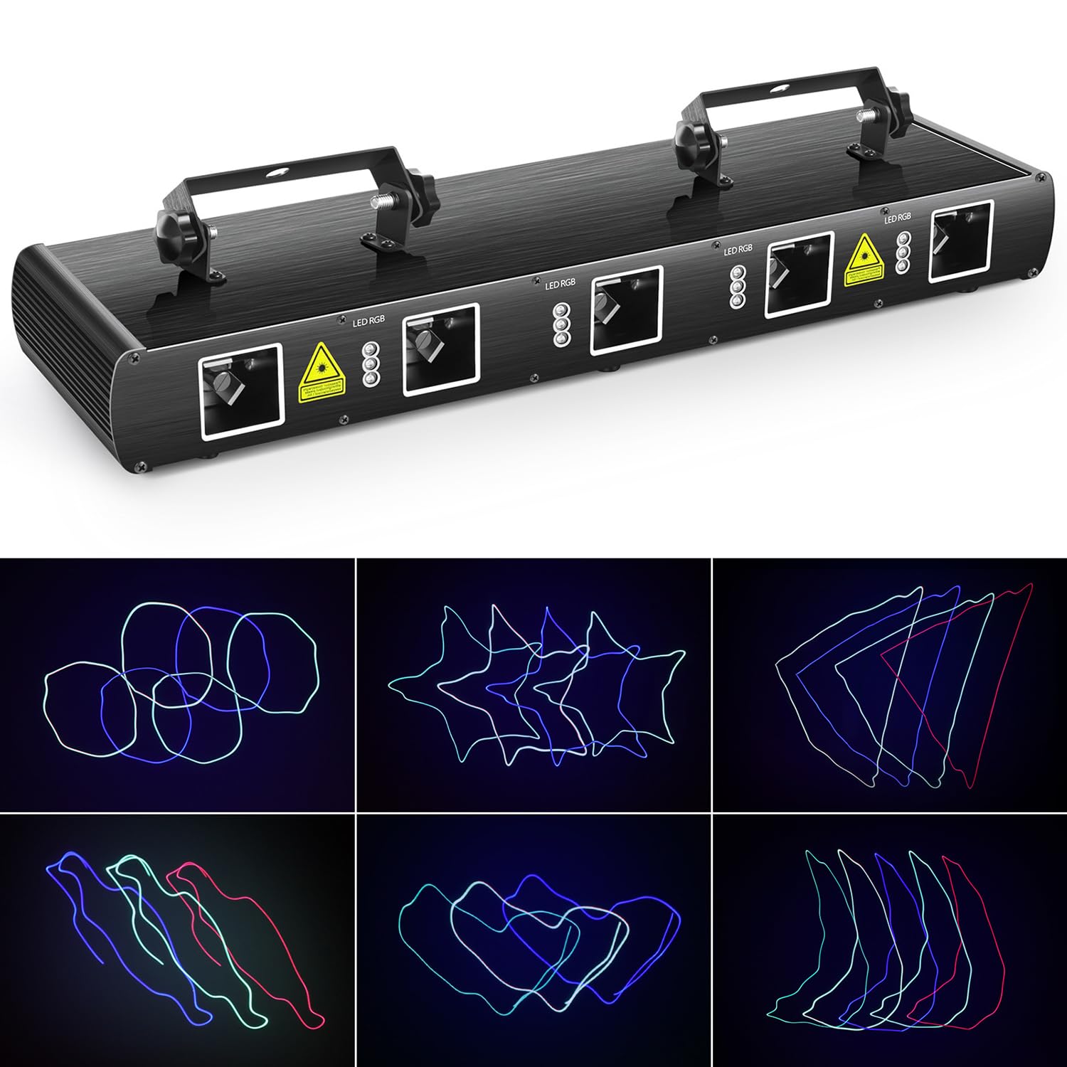 Lampy DJ na imprezy 5-ramienne lampy sceniczne, sterowanie zdalne i DMX, aktywowane dźwiękiem, projektor LED na imprezy, do użytku wewnętrznego na rave, klub, taniec, bar
