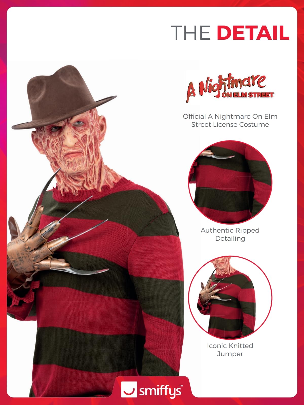Smiffys A Nightmare On Elm Street Freddy Krueger Knitted Jumper, Adult Costume - Image 3