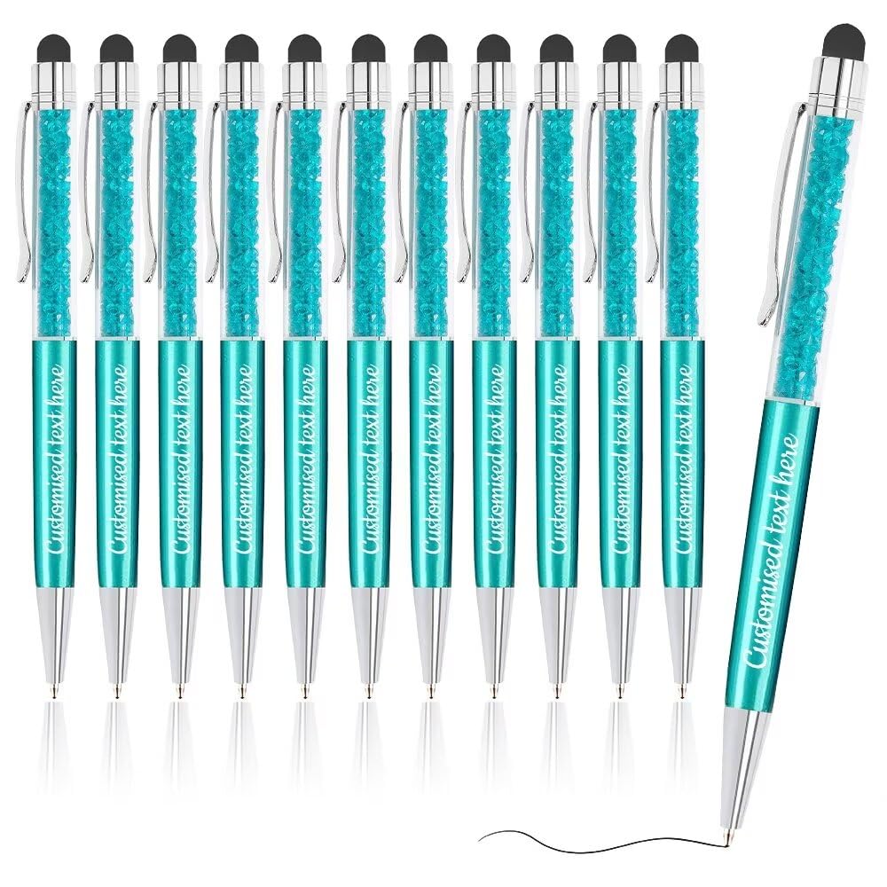 FENGHUO Personalized Crystal Pen with Stylus,Metal Retractable Ballpoint Pen,Customizable Logo Name Pen,Funny Pen,Christmas pen(96pcs)
