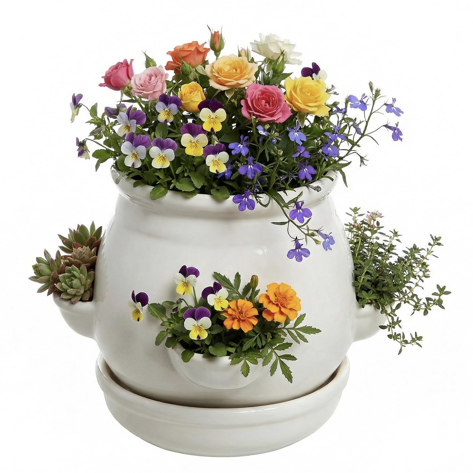 MyGift White Ceramic Plant Pot