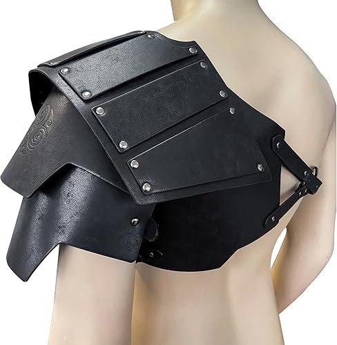 Miniatura 4 de HiiFeuer Armadura de hombro de cuero sintético vikingo, armadura de hombro de caballero medieval retro para LARPCosplay