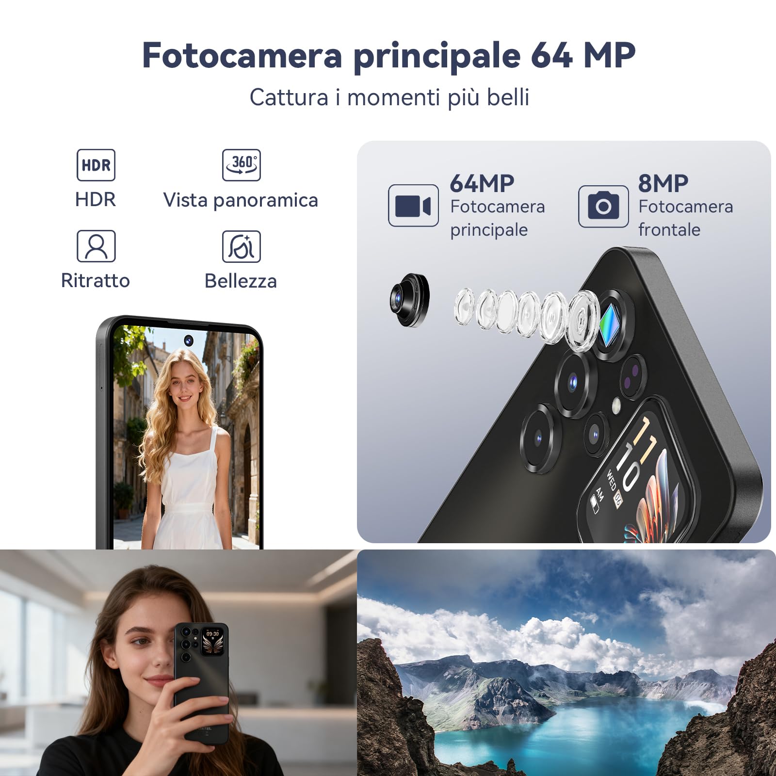 OUKITEL C68 Plus Smartphone Android 15, 24(8+16) GB+512GB/1TB, 7.2''HD with 1.8" Sub Display +120Hz Telefono Cellulare, 64MP, 6000mAh,Octa Core/NFC/Dual SIM/Face ID/Sblocco Impronte Digitali/GPS/OTG