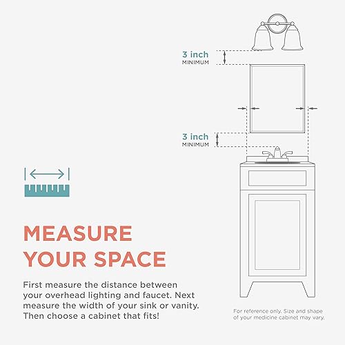 Miniatura 7 de Zenna Home Zenith - Botiquín de aluminio con espejo biselado, 20 x 26 pulgadas, sin marco