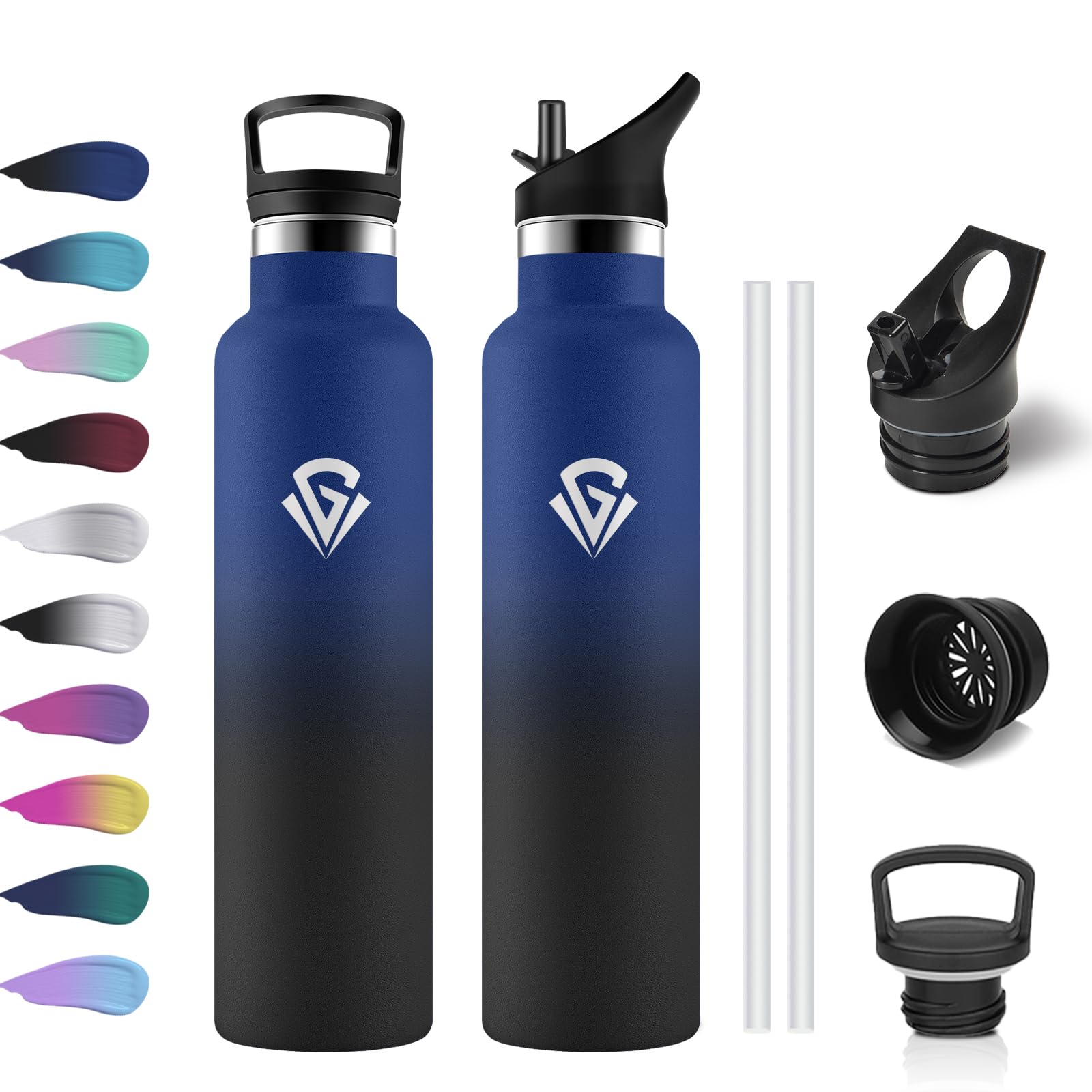 Botella Agua Acero Inoxidable 750ml, Cantimplora Termo con Pajita y Filtro, sin BPA, Reutilizable, Fácil de llevar, Termo a Prueba de Fugas, Cantimplora para Adultos, Oficina, Escuela, Bicicleta — view 21