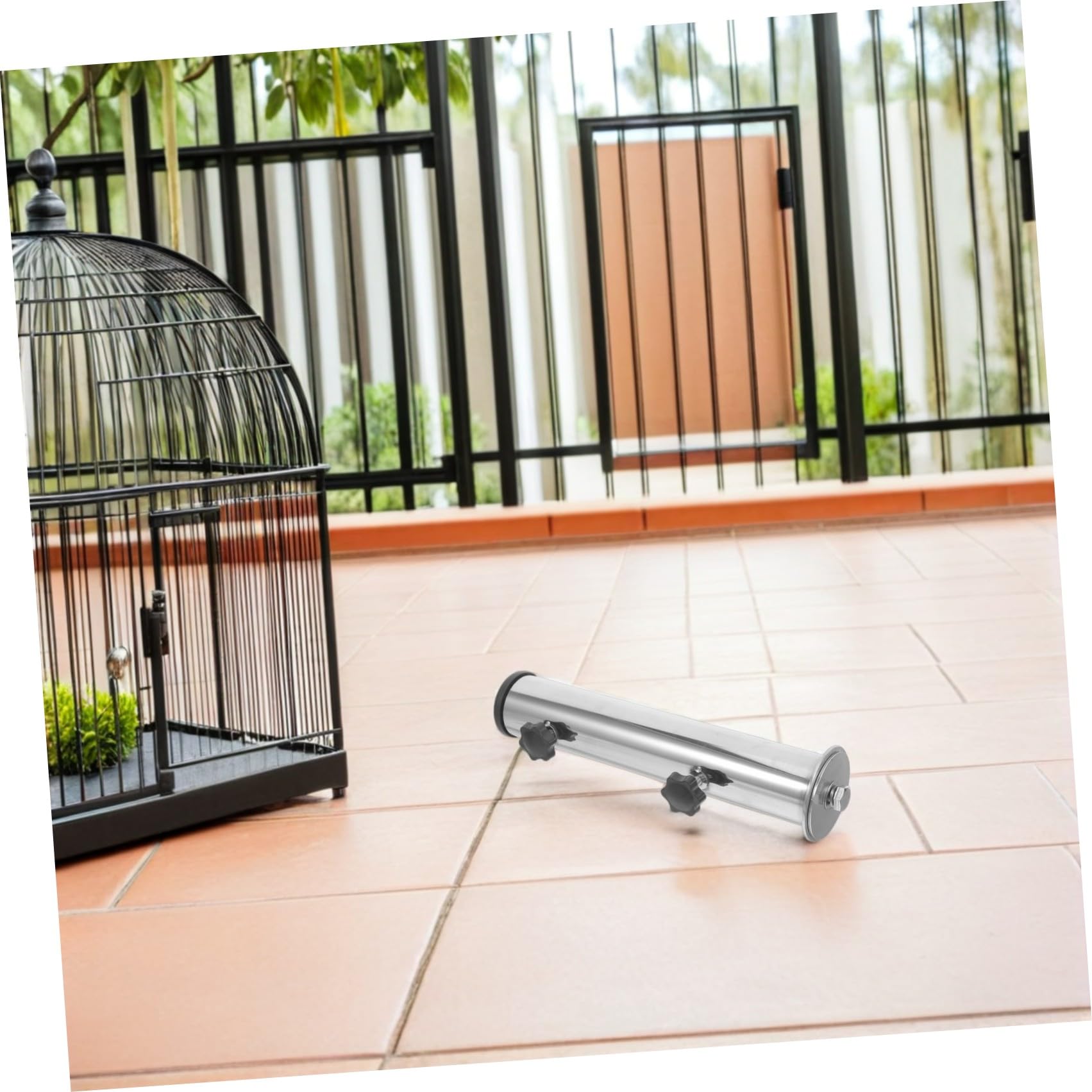 Luxshiny Portaombrellone da Esterno Fisso in Acciaio Inox Argento | Supporto Regolabile Tubo Metallico, Abs, Struttura Stabile per Tavoli e Aree All’aperto