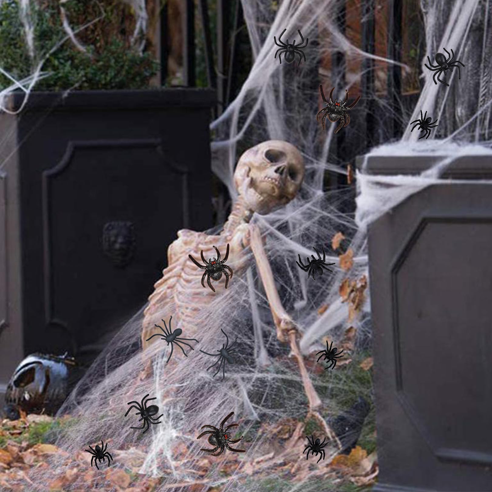 50 Arañas De Plástico De Halloween – Decoraciones Realistas Y Resistentes Para Sustos Y Fiestas De Miedo