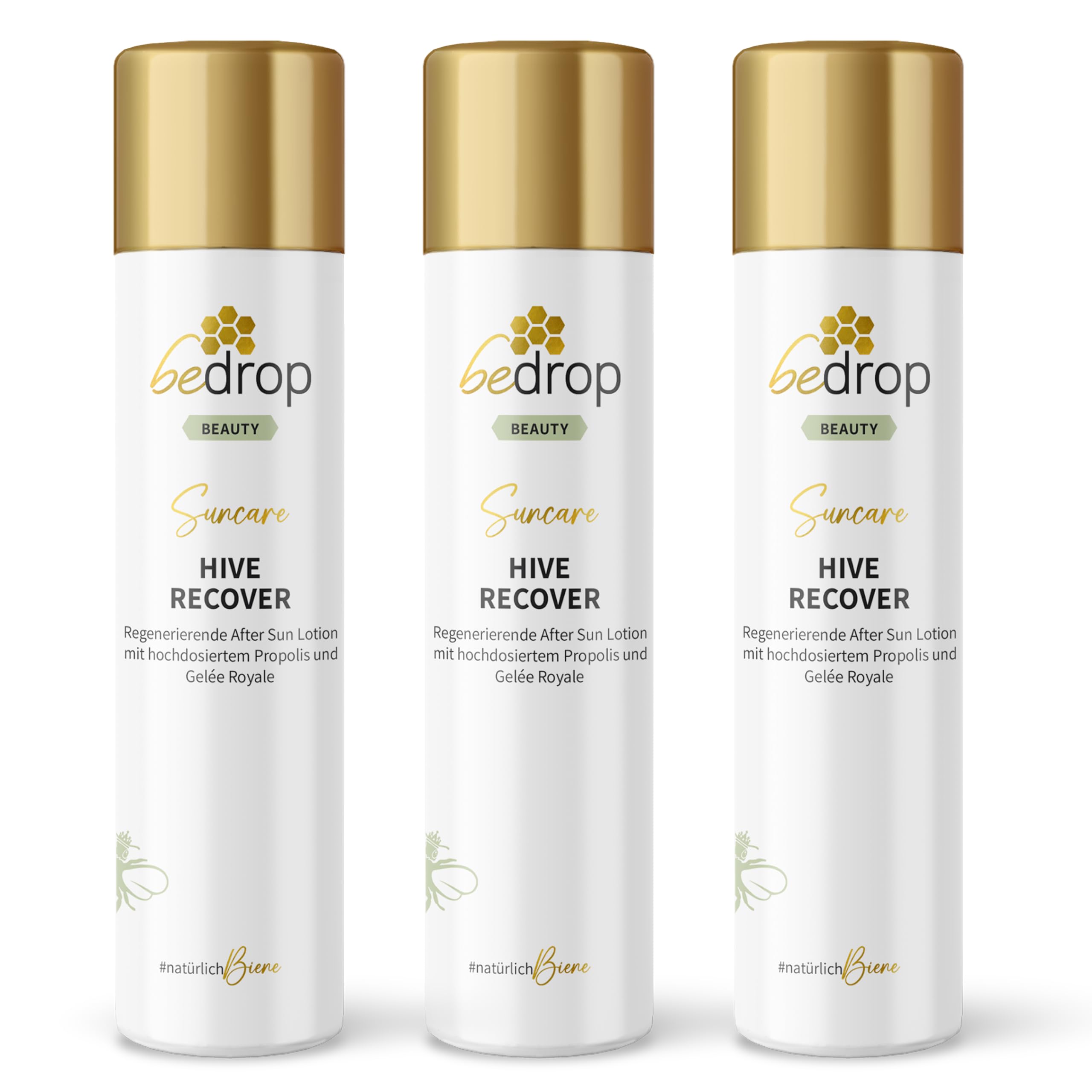 bedrop Hive Recover After Sun Lotion I Körperpflege Creme für nach dem Sonnenbaden - 200ml (3er Pack)
