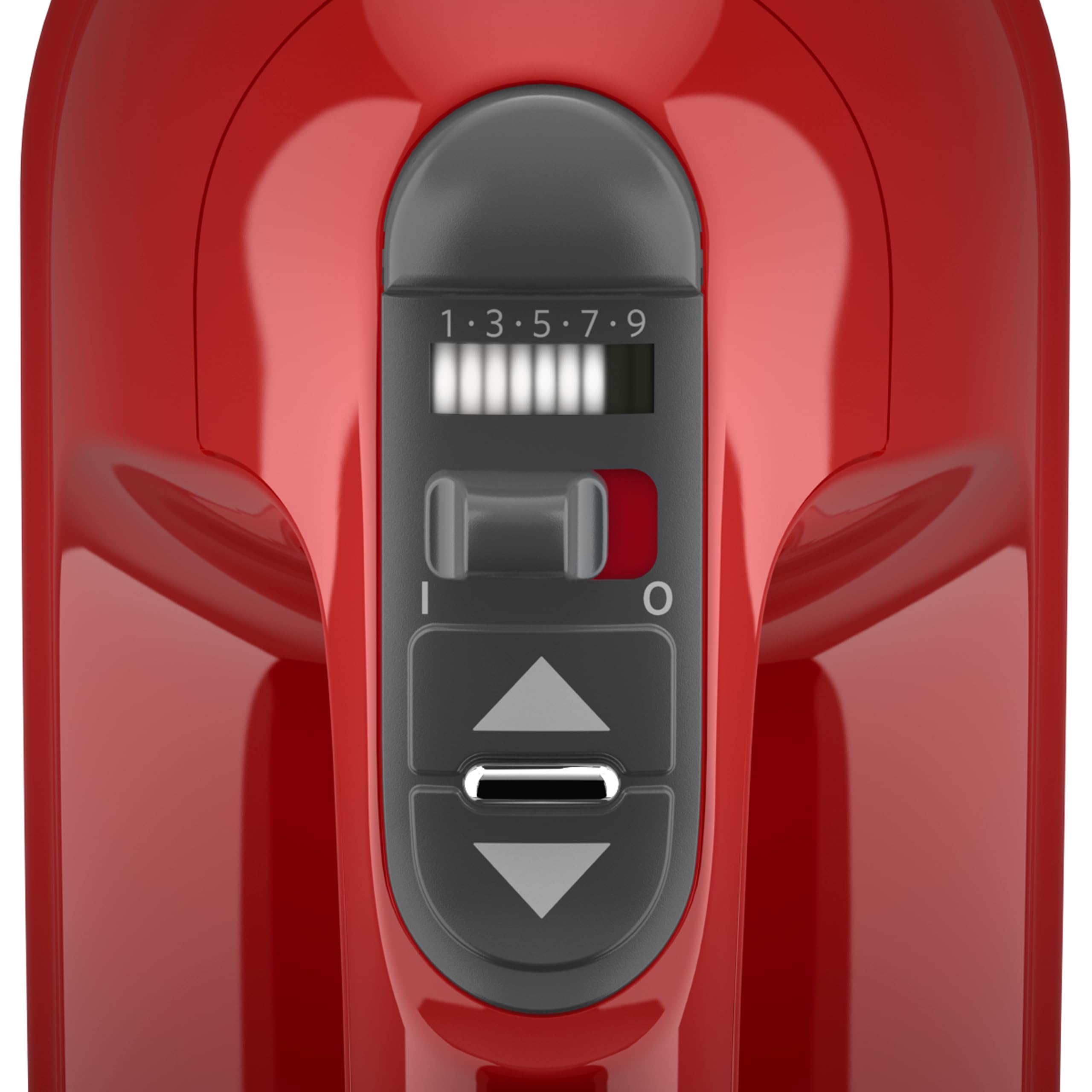 KitchenAid Handmixer 9 Stufen, 85W leiser DC-Motor mit Sanftanlauf, 6 Zubehörteile – Rühr-, Knethaken, Schneebesen & Rührstab, Schwenkkabel, Tasche, Empire Red