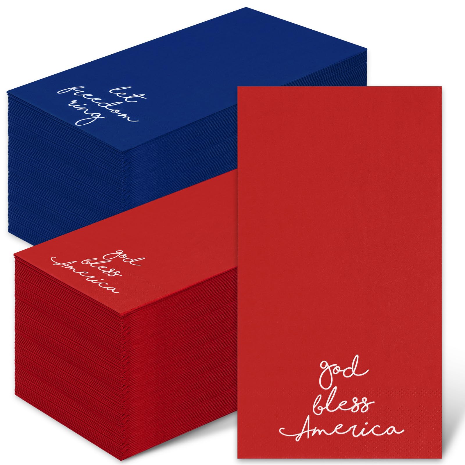 JarThenaAMCS 4th of July Guest Paper Napkins Red Blue 3 Ply Disposable Napkins Patriotic Dinner Hand Towel Napkins for Independence Day Party Supplies