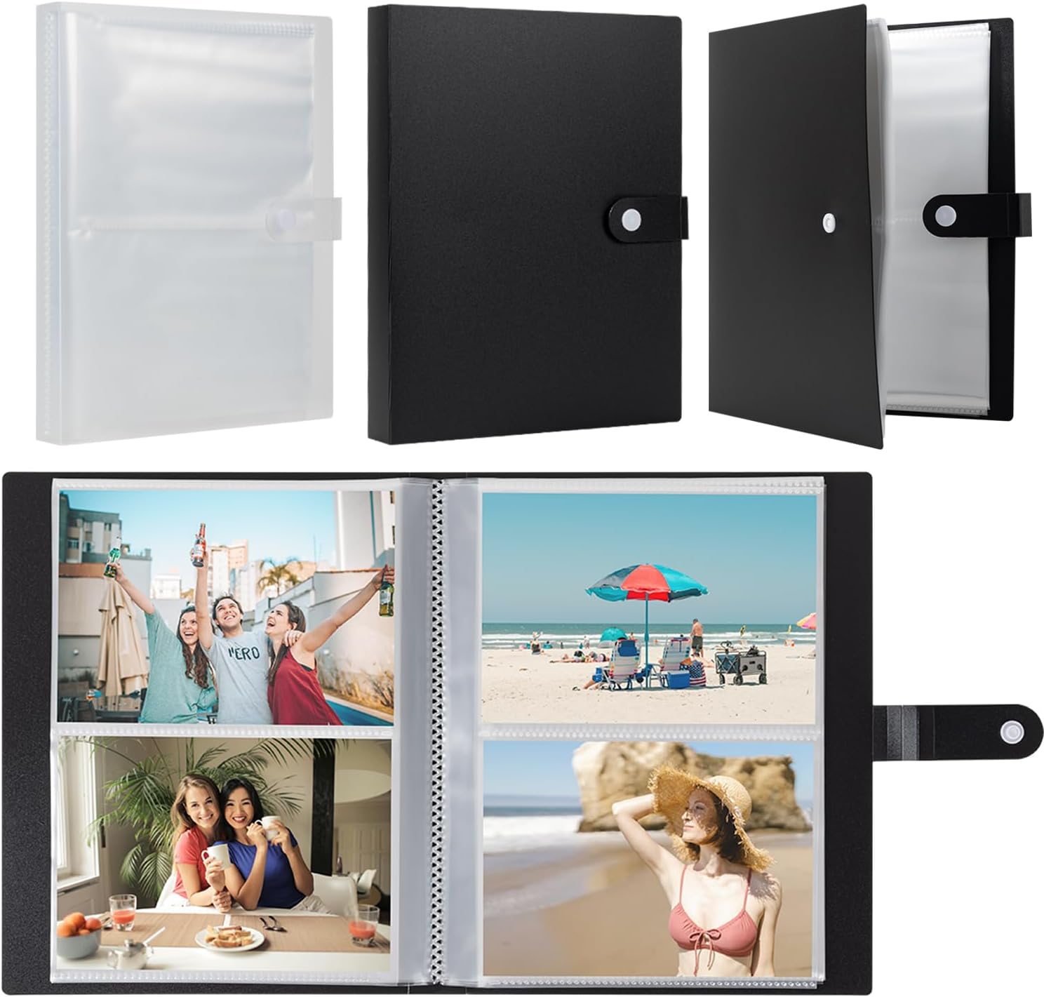 Family Photo Albums 4×6 Inches, White Black Cover Photo Album Book 2 Packs 80 Blank Pages Albums, Extra-large Capacity Cater to Wedding Friend Memory Book