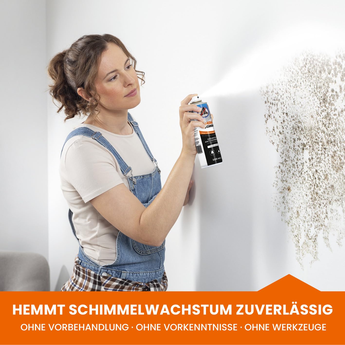 Tonis SCHIMMELSCHOCK Anti-Schimmel-Farbe mit 99,999% antimikrobieller Wirkung | Sprühfarbe für ca. 1,5 m², wissenschaftlich nachgewiesene Sofortwirkung | Effektiv und zuverlässig