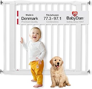 BabyDan Perfect Close - Pressure Fit Stair Gate, 77.3-97.1 cm, White, Made in Denmark - Baby & Pet Gate