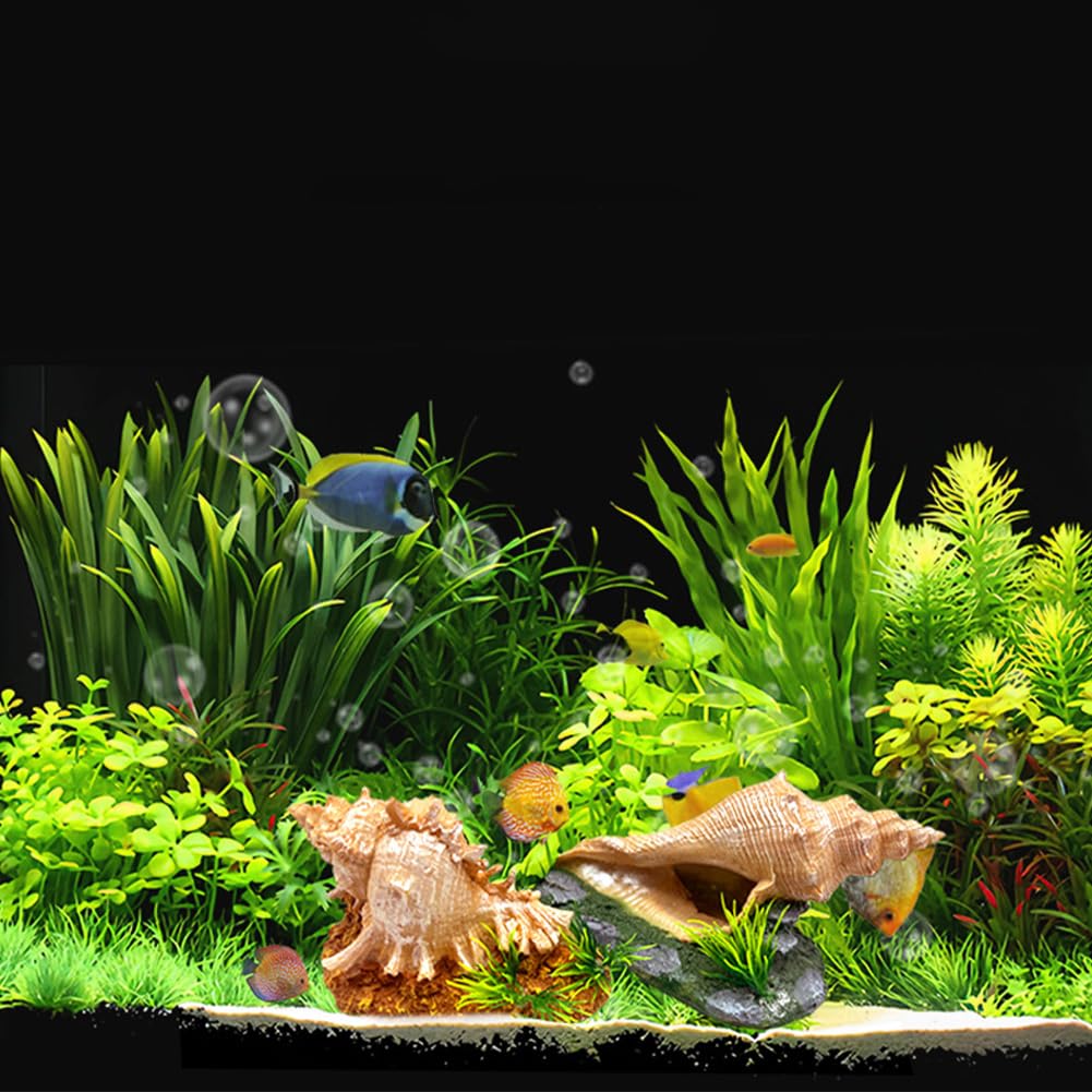 Hapihom Fish Tank Decorations Aquarium Decoration Aquarium Conch Shell Ornament With Rockery,Small Fish Tank Decor Plants Cave,Landscape Ornament For Hermit Crab Hideout Round conch - Image 4