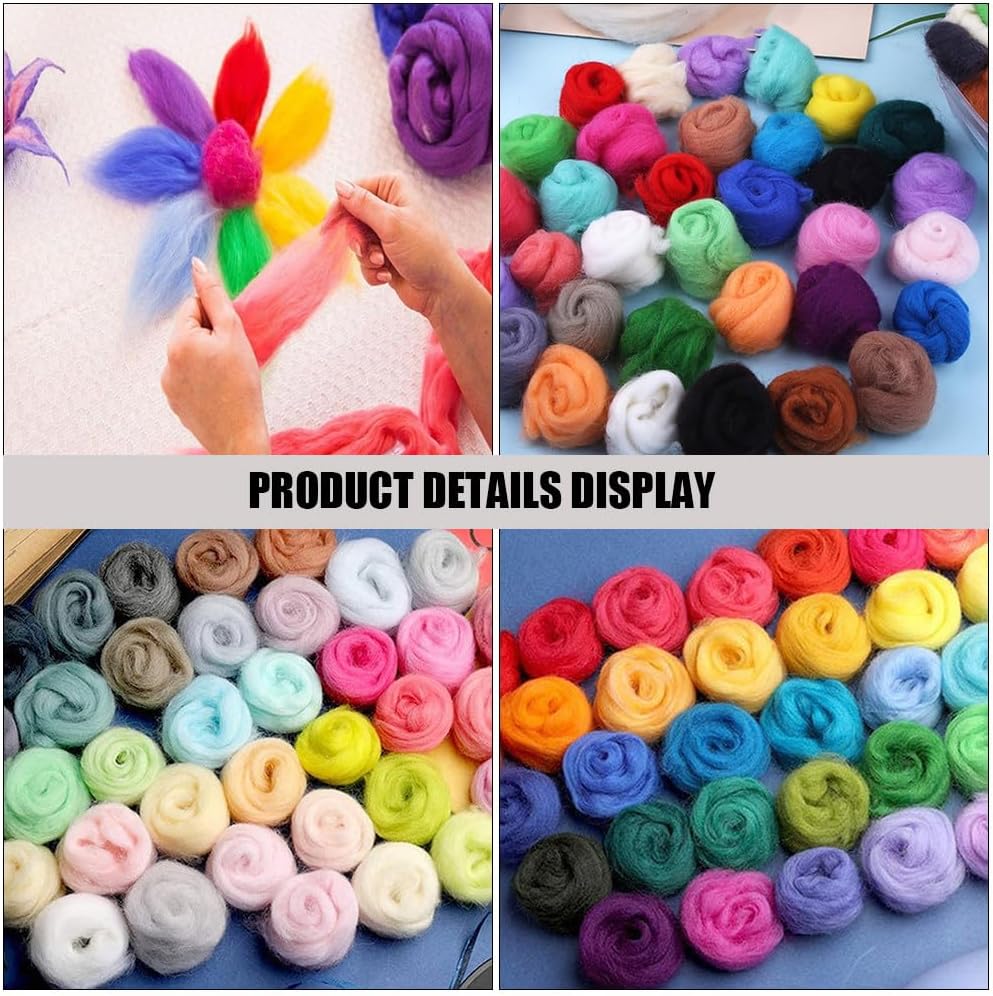 SAFIGLE 24pcs Felt Wool Set Needle Felting Wool DIY Felting Kit Portable Crafts Accessories for Home School Craft Projects